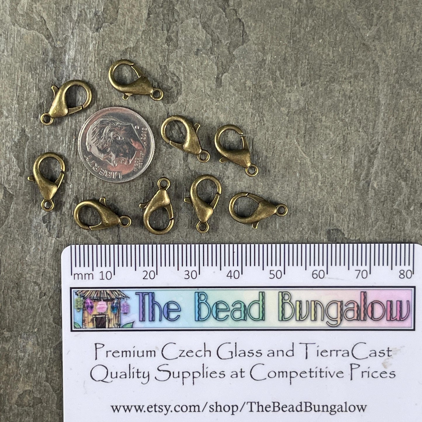 Antiqued Brass Lobster Clasp, Nickel Free 15x9mm Lobster Clasp (E105-NFAB) * Qty. 25