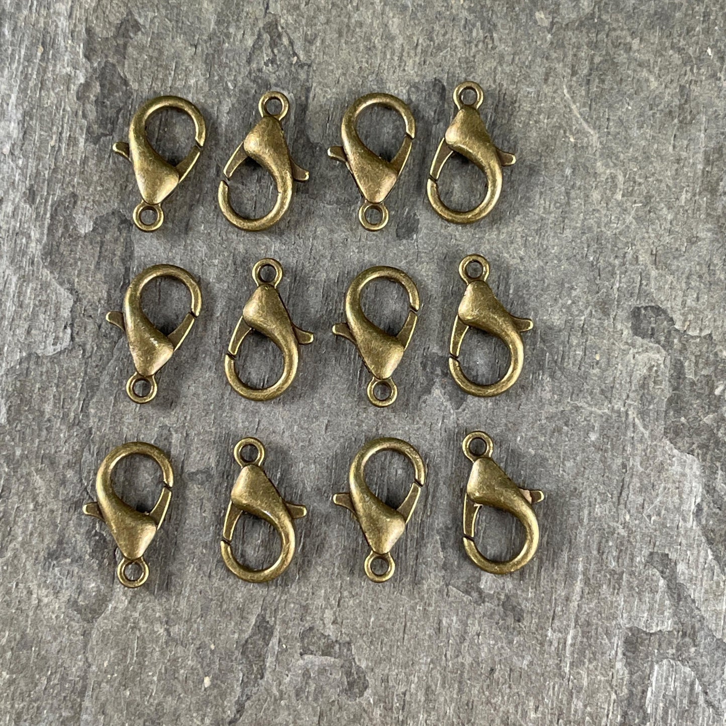 Antiqued Brass Lobster Clasp, Nickel Free 15x9mm Lobster Clasp (E105-NFAB) * Qty. 25