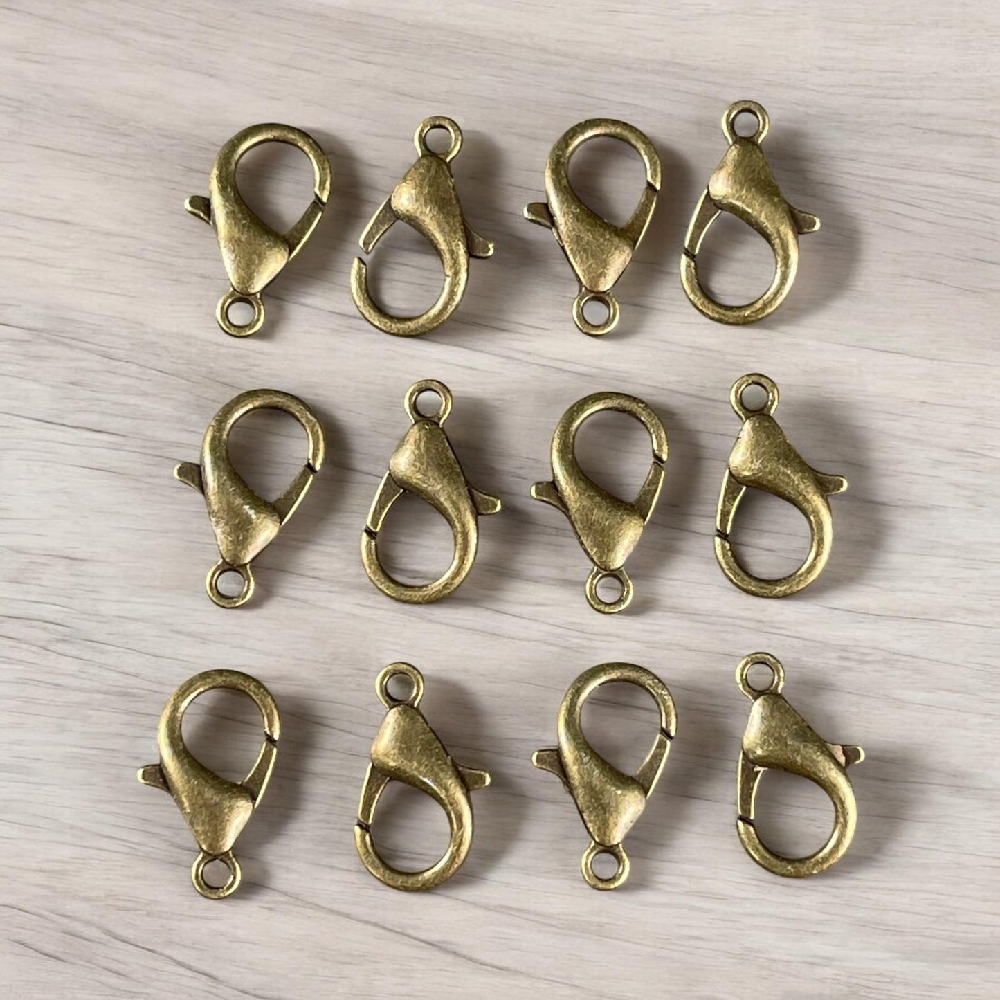 Antiqued Brass Lobster Clasp, Nickel Free 15x9mm Lobster Clasp (E105-NFAB) * Qty. 25