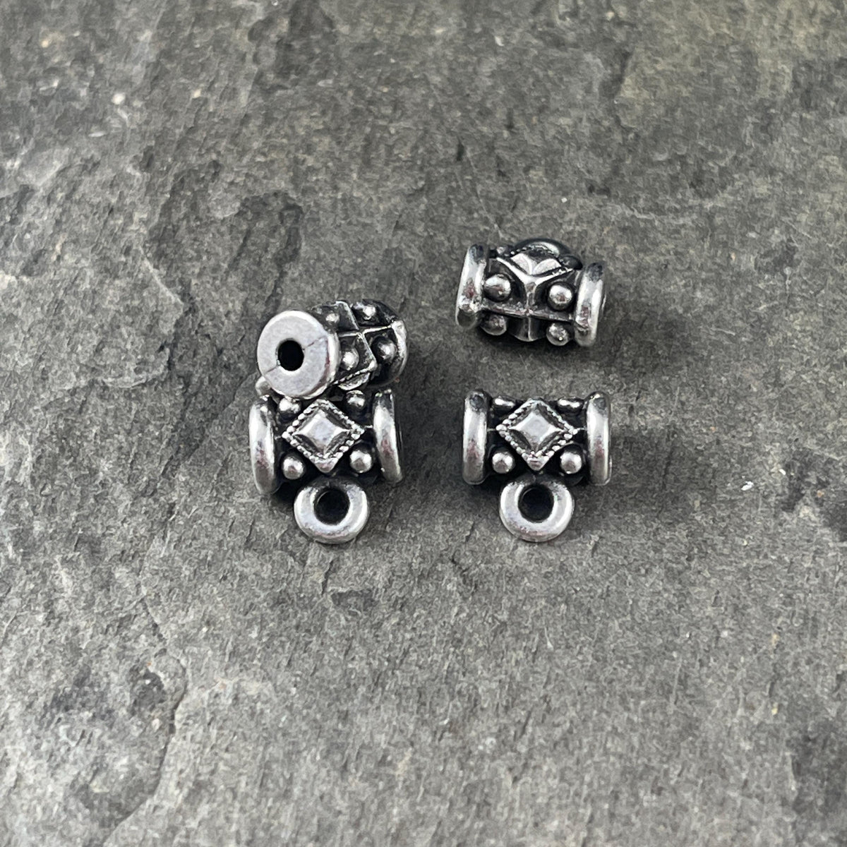 TierraCast Noble Bail, Antiqued Silver Bail for Bracelets, Tube Bead with Loop (TPF/808-77) * Qty. 4