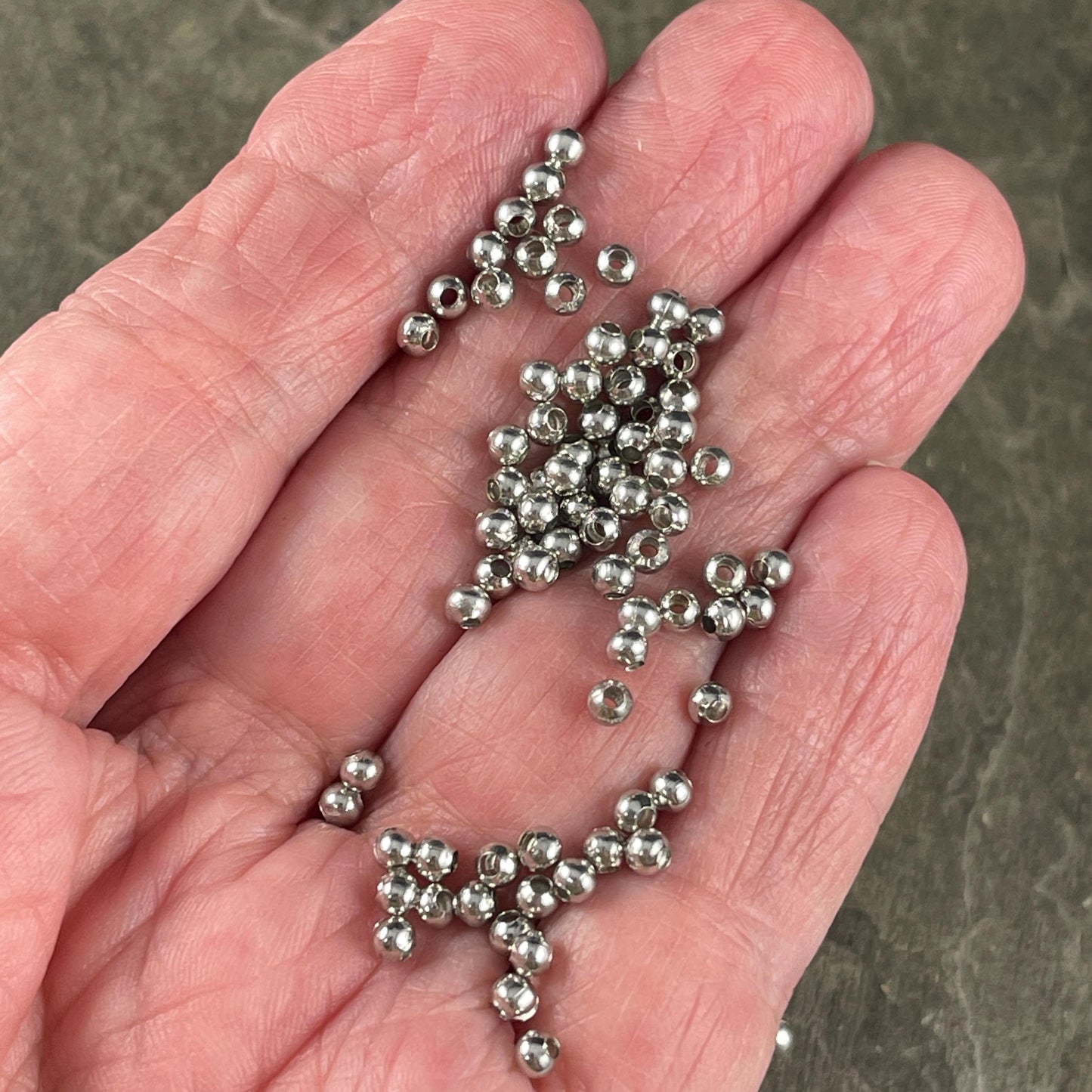3mm Platinum Silver Spacer Beads, Nickel Free, Tiny Spacers (E006) * Qty. 500