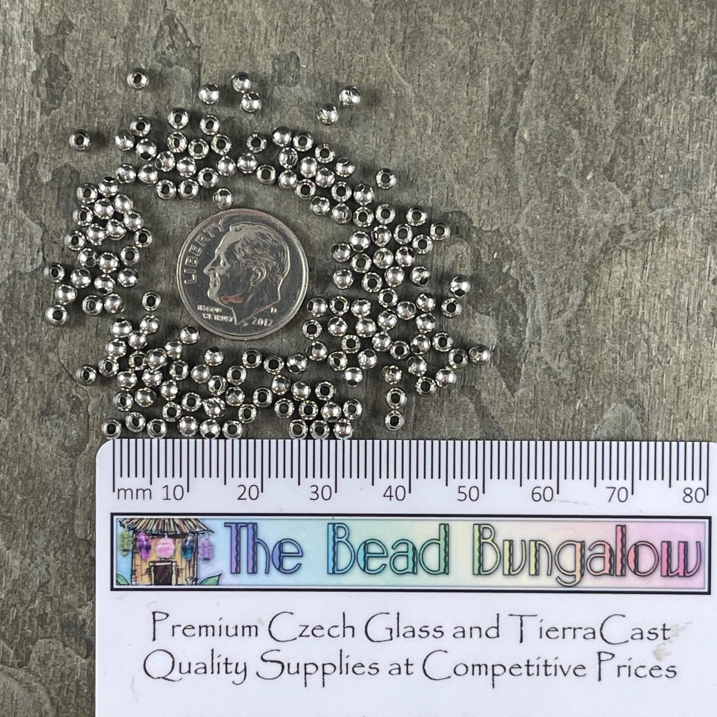 3mm Platinum Silver Spacer Beads, Nickel Free, Tiny Spacers (E006) * Qty. 500