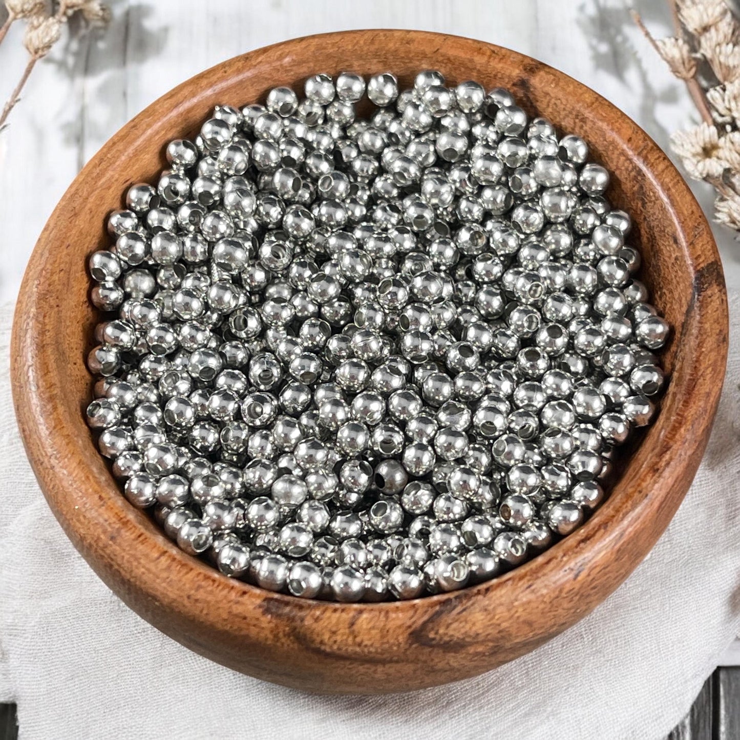 3mm Platinum Silver Spacer Beads, Nickel Free, Tiny Spacers (E006) * Qty. 500