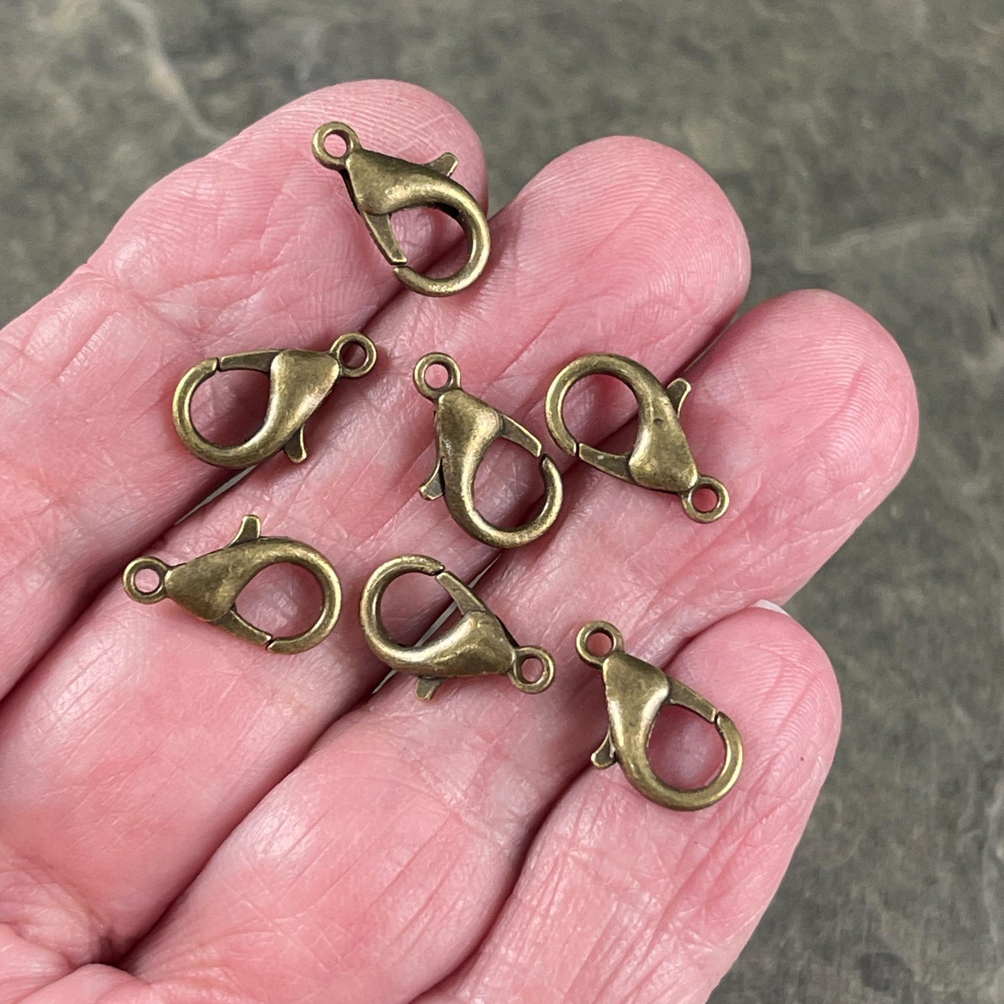 Antiqued Brass Lobster Clasp, Nickel Free 15x9mm Lobster Clasp (E105-NFAB) * Qty. 25