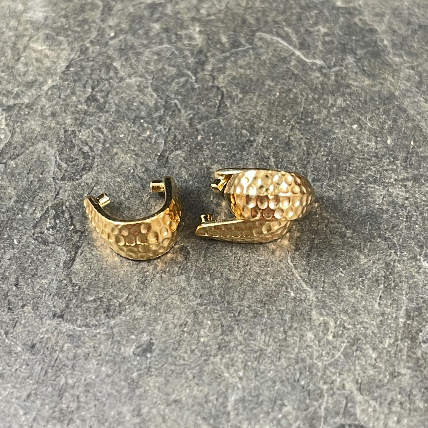 TierraCast Shiny Gold Pinch Bail, 11mm Hammered 24k Gold Plated Bail (PF/875-12) * Qty. 3