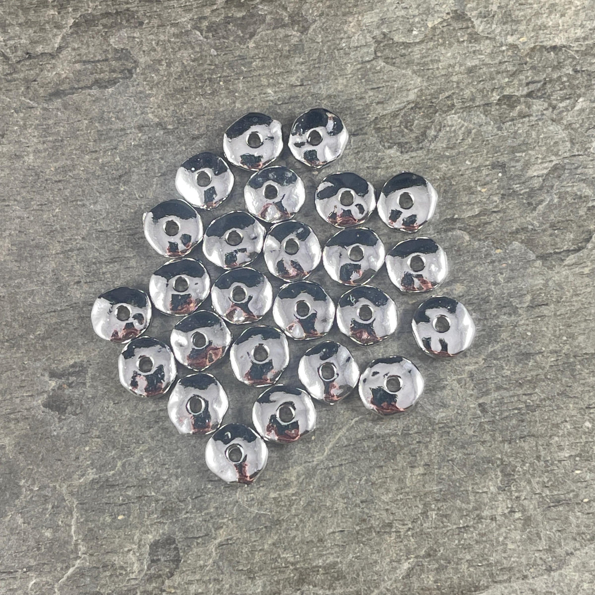 TierraCast 7mm Nugget Rondelle, White Bronze Plated Organic Spacer Beads (PF/399-28) * Qty. 20