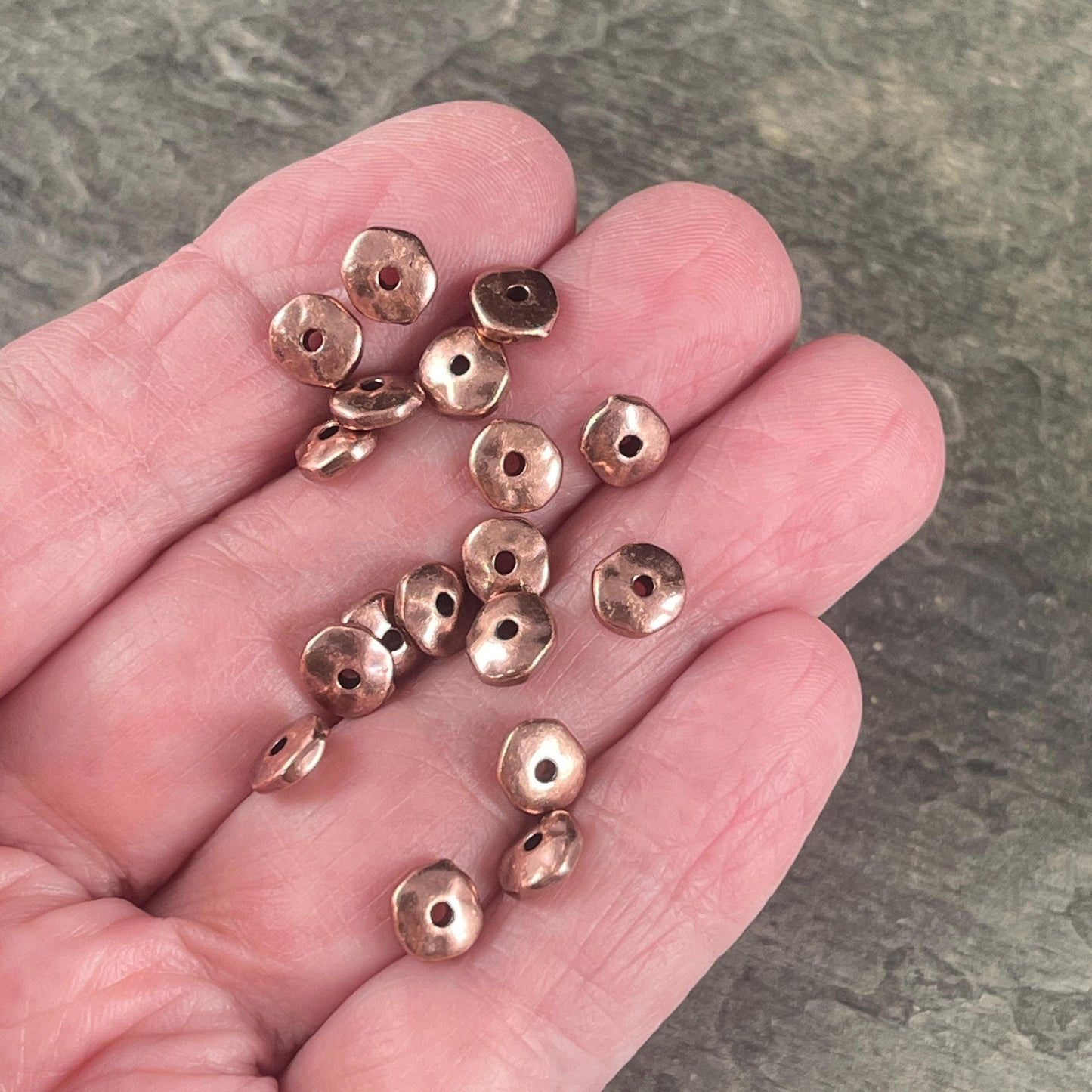 TierraCast 7mm Nugget Rondelle, Antiqued Copper Plated Organic Nugget Spacer Beads (PF/399-87) * Qty. 20