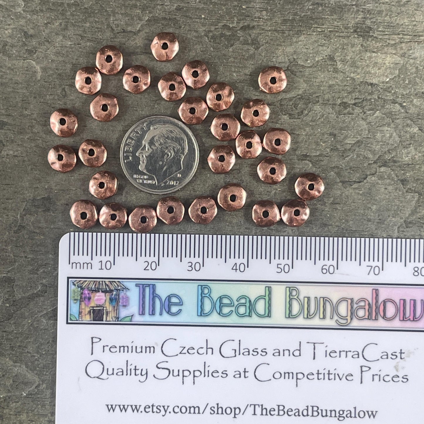 TierraCast 7mm Nugget Rondelle, Antiqued Copper Plated Organic Nugget Spacer Beads (PF/399-87) * Qty. 20