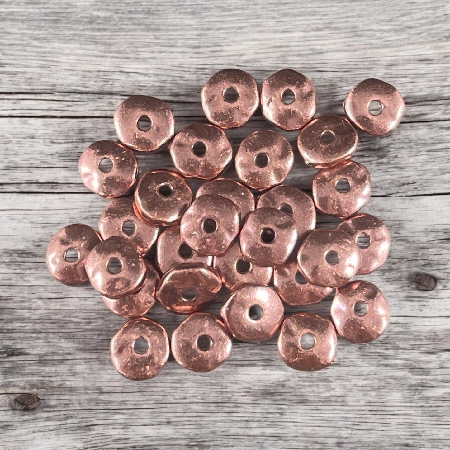 TierraCast 7mm Nugget Rondelle, Antiqued Copper Plated Organic Nugget Spacer Beads (PF/399-87) * Qty. 20