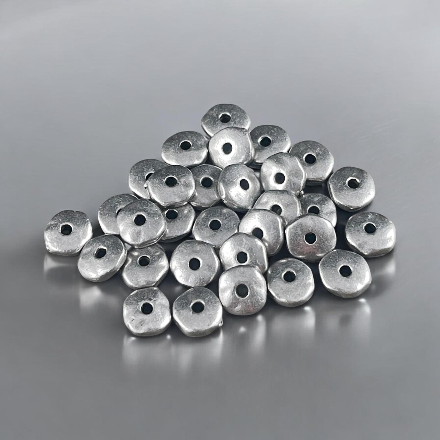 TierraCast 7mm Nugget Rondelle, Antiqued Pewter Organic Nugget Spacer Beads (PF/399-04) * Qty. 20