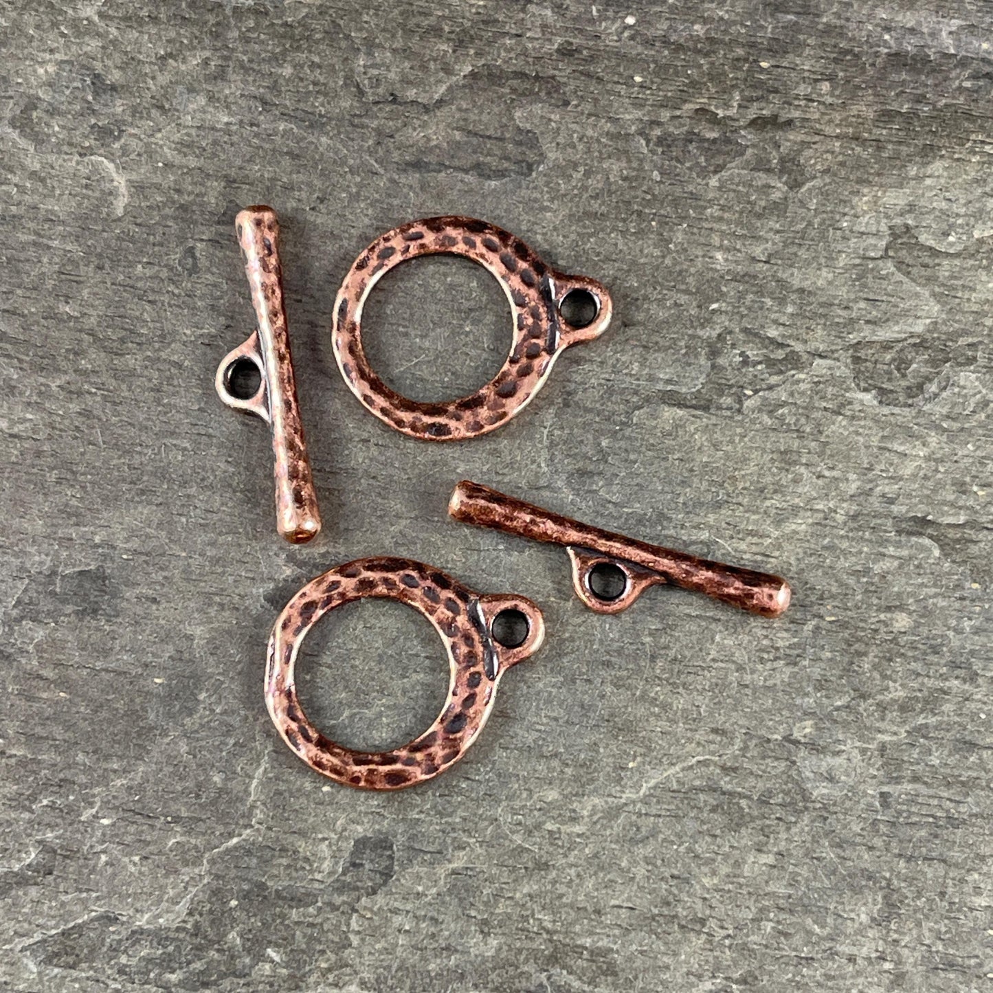 TierraCast Craftsman Clasp, 17mm Textured Antiqued Copper Toggle Clasp, Antiqued Copper Plated Nickel Free (PF/971-87) * Qty. 2