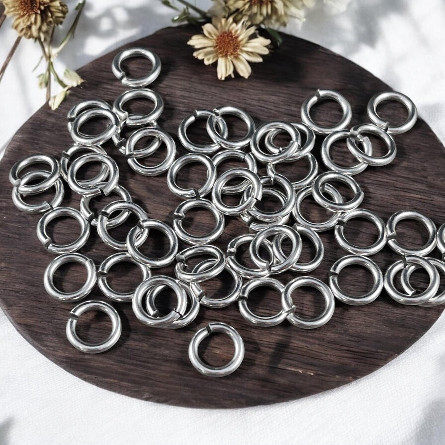 16 gauge Jump Rings, Fine Silver Plated Brass, 7mm OD 1.2mm Thick Nickel Free Open Jump Rings (300651-07-77) * Qty. 100