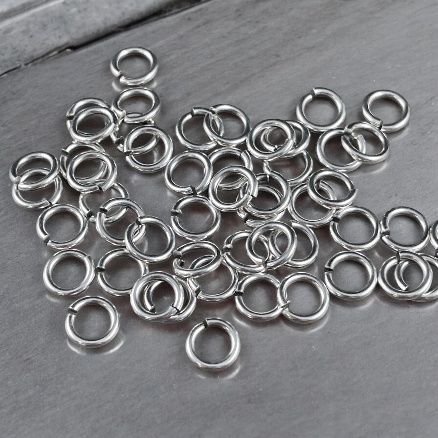 16 gauge Jump Rings, Fine Silver Plated Brass, 7mm OD 1.2mm Thick Nickel Free Open Jump Rings (300651-07-77) * Qty. 100