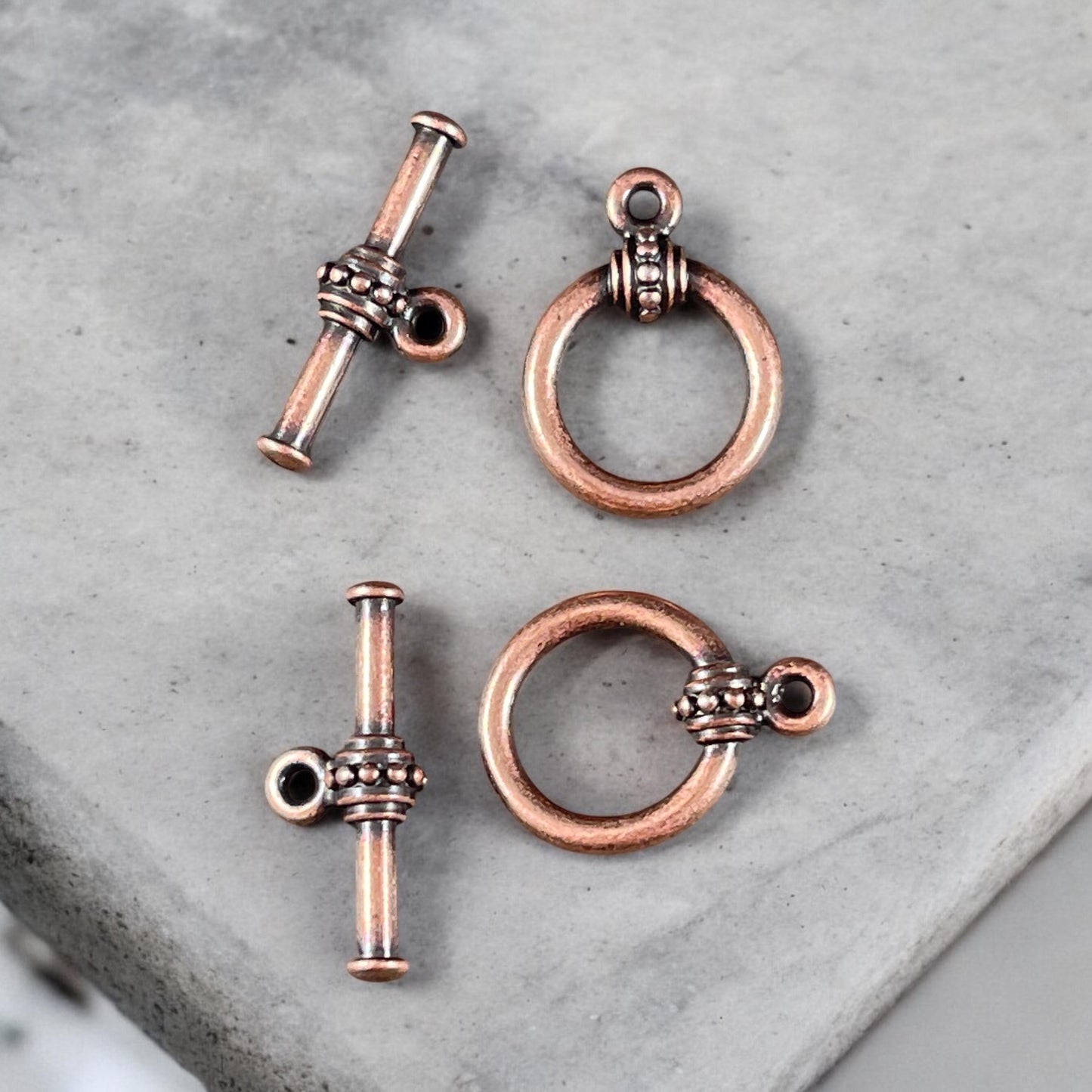 TierraCast Toggle Clasp, Large Beaded Antiqued Copper Toggle Clasp (PF/943-87) * Qty. 2