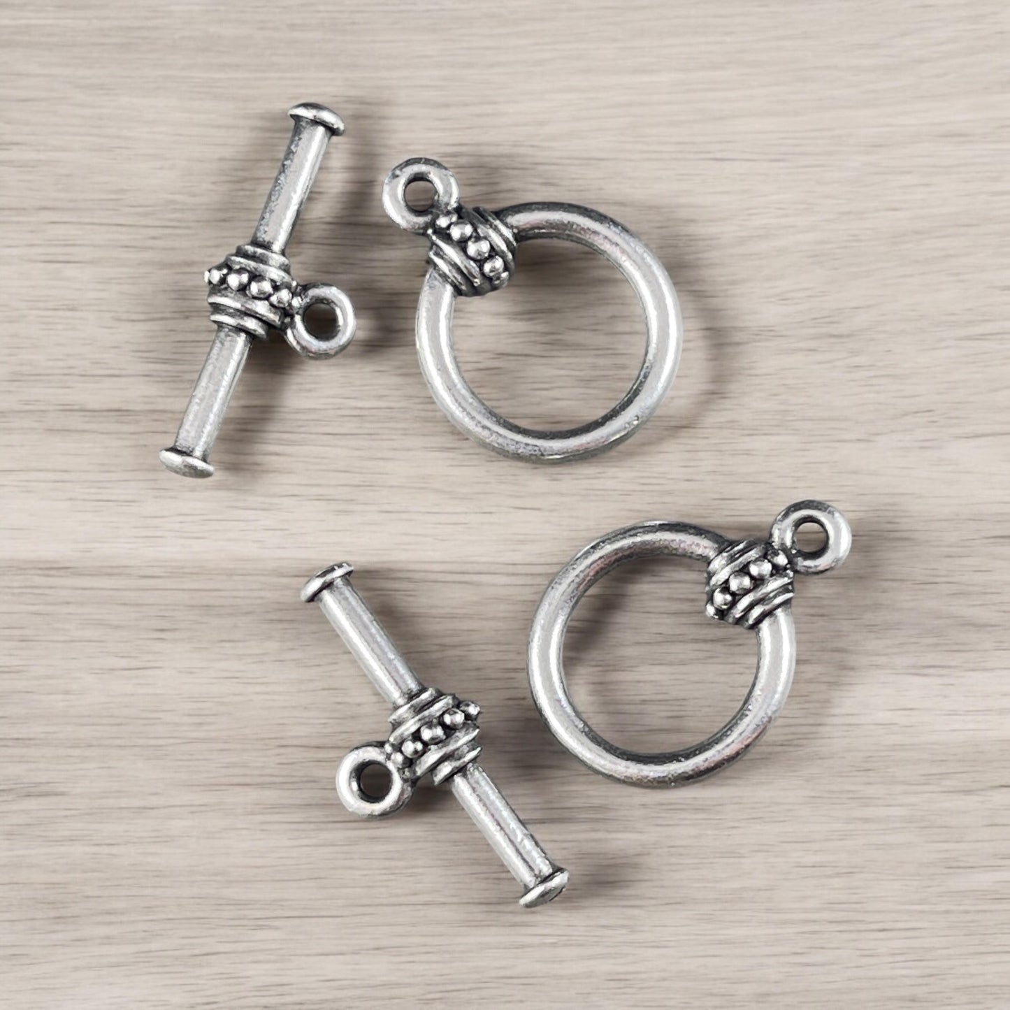 TierraCast Toggle Clasp, Large Beaded Antiqued Silver Toggle Clasp (PF/943-77) * Qty. 2