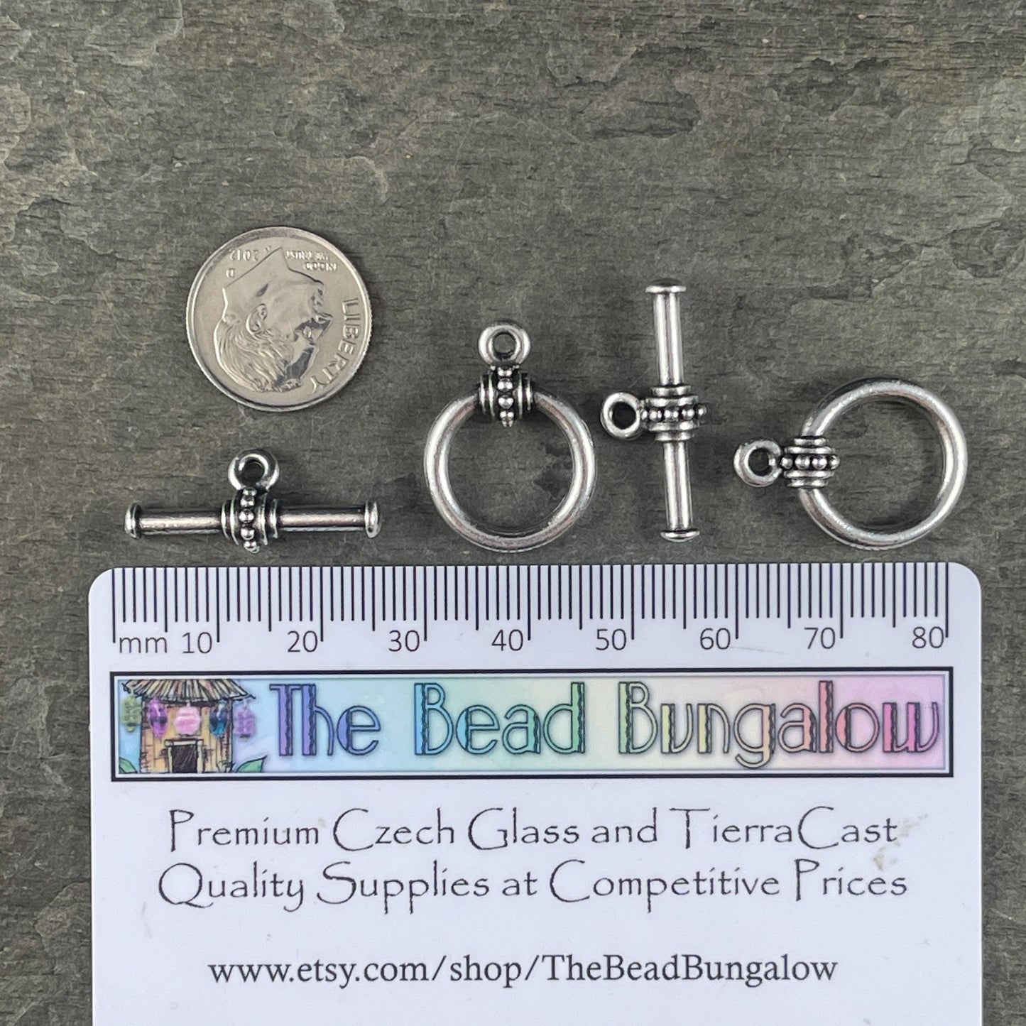 TierraCast Toggle Clasp, Large Beaded Antiqued Silver Toggle Clasp (PF/943-77) * Qty. 2