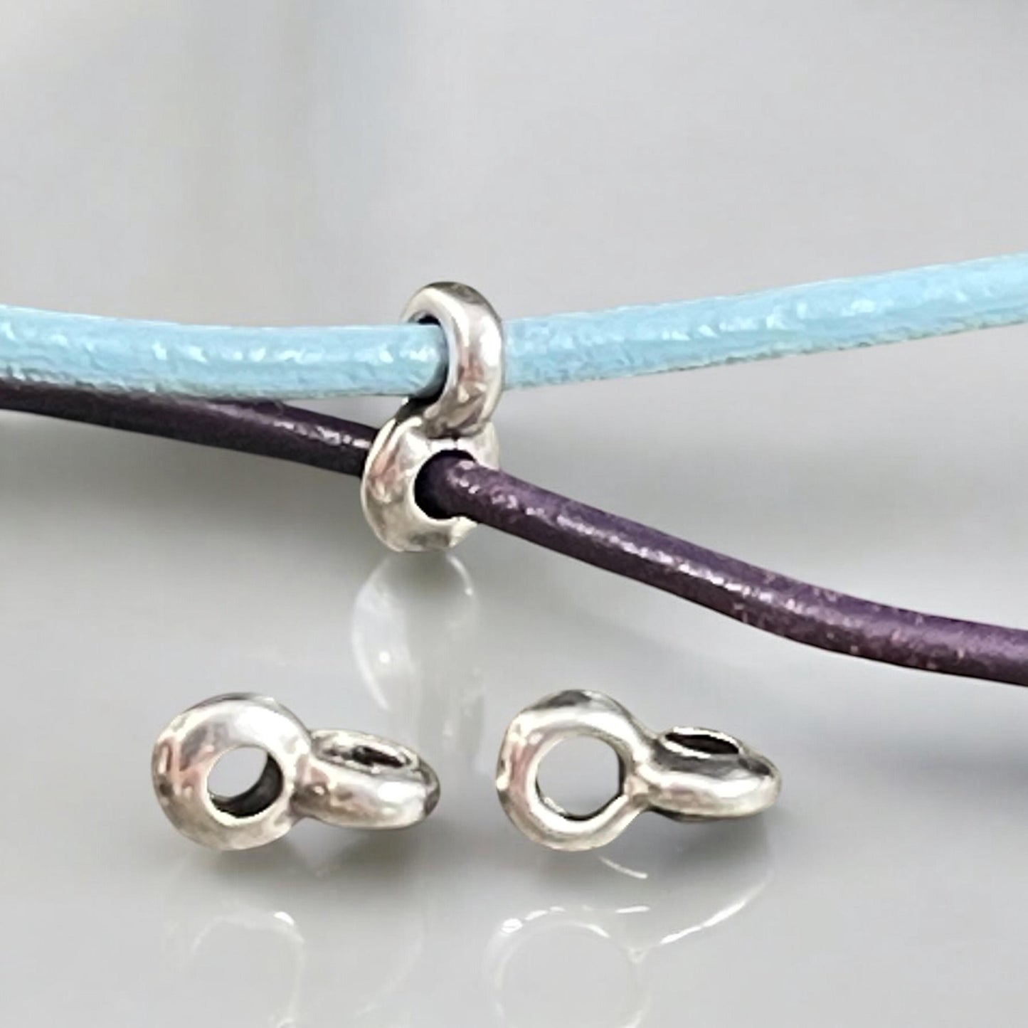 Small Bail Bead, Antiqued Silver Bail for Leather Cord, Charm Bracelet Bail (PF/8023-77) * Qty. 20
