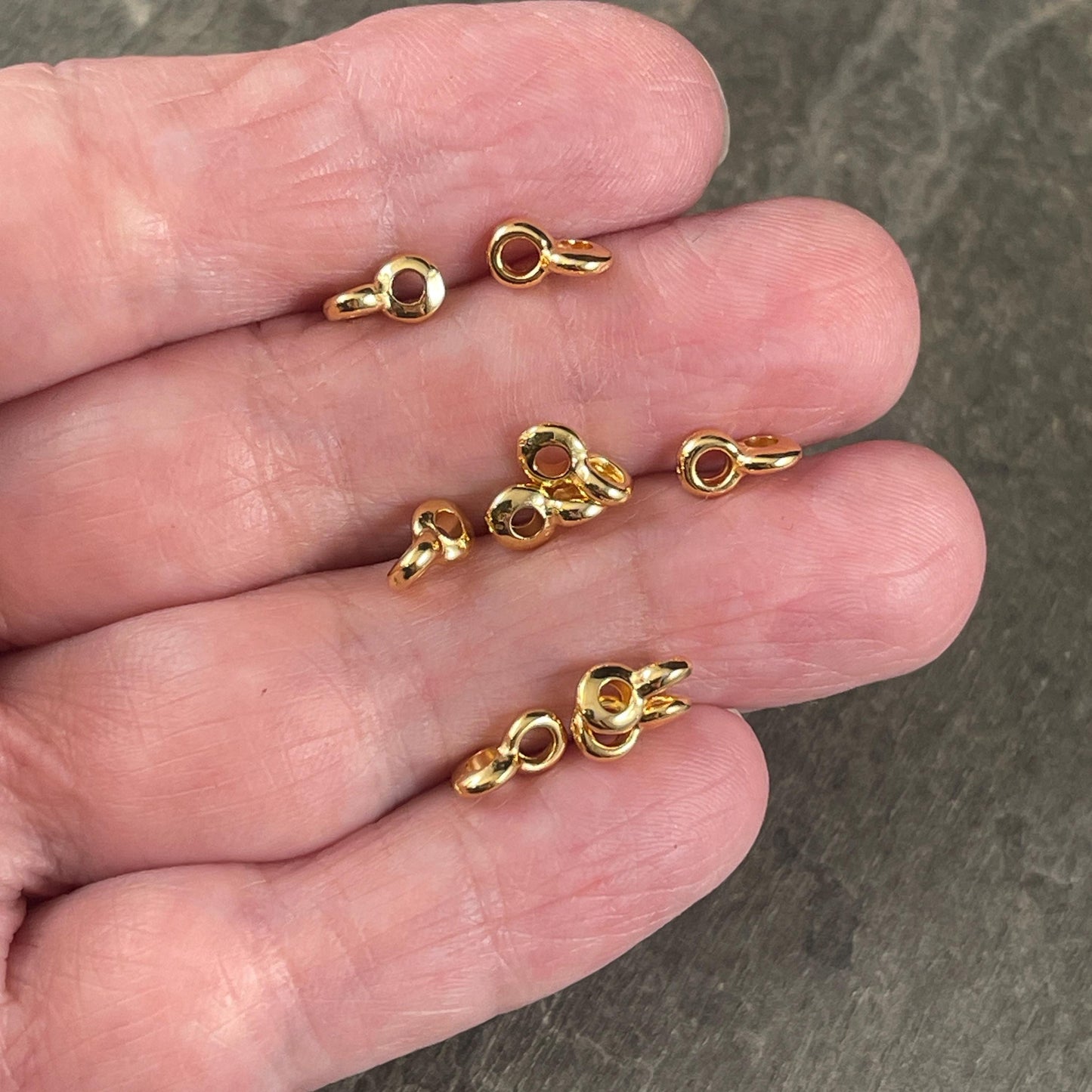 Small Bail Bead, 24k Gold Plated Bail for Leather Cord, Charm Bracelet Bail (PF/8023-12) * Qty. 20