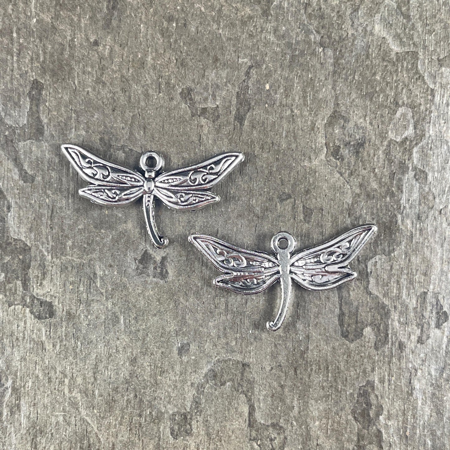 Silver Dragonfly Charm, 31.5x17mm Dragonfly Pendant, Antiqued Silver Charms (S323-027AS) * Qty. 20