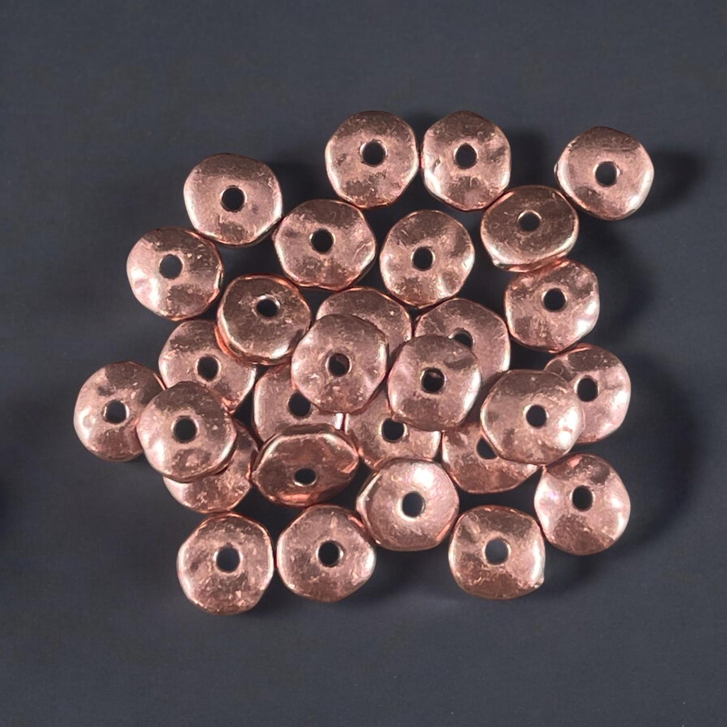 TierraCast 7mm Nugget Rondelle, Antiqued Copper Plated Organic Nugget Spacer Beads (PF/399-87) * Qty. 20