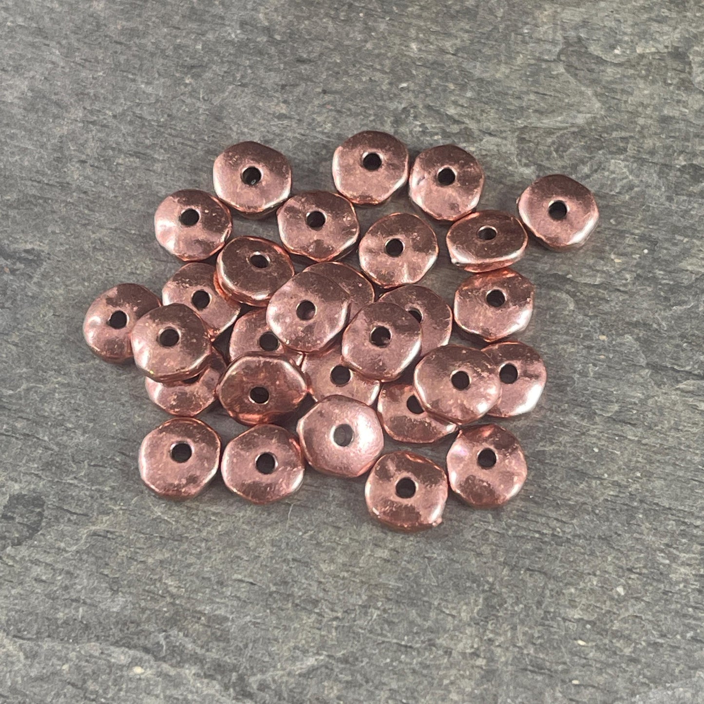 TierraCast 7mm Nugget Rondelle, Antiqued Copper Plated Organic Nugget Spacer Beads (PF/399-87) * Qty. 20