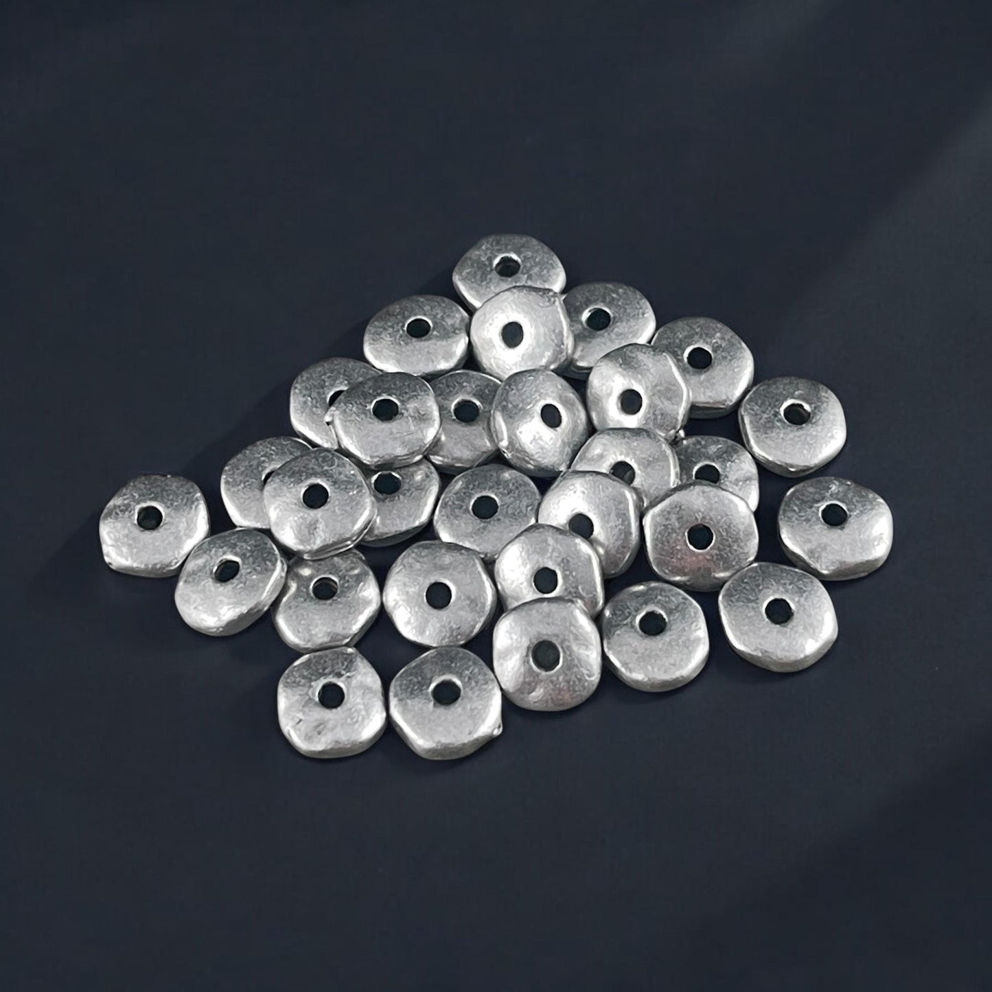TierraCast 7mm Nugget Rondelle, Antiqued Pewter Organic Nugget Spacer Beads (PF/399-04) * Qty. 20