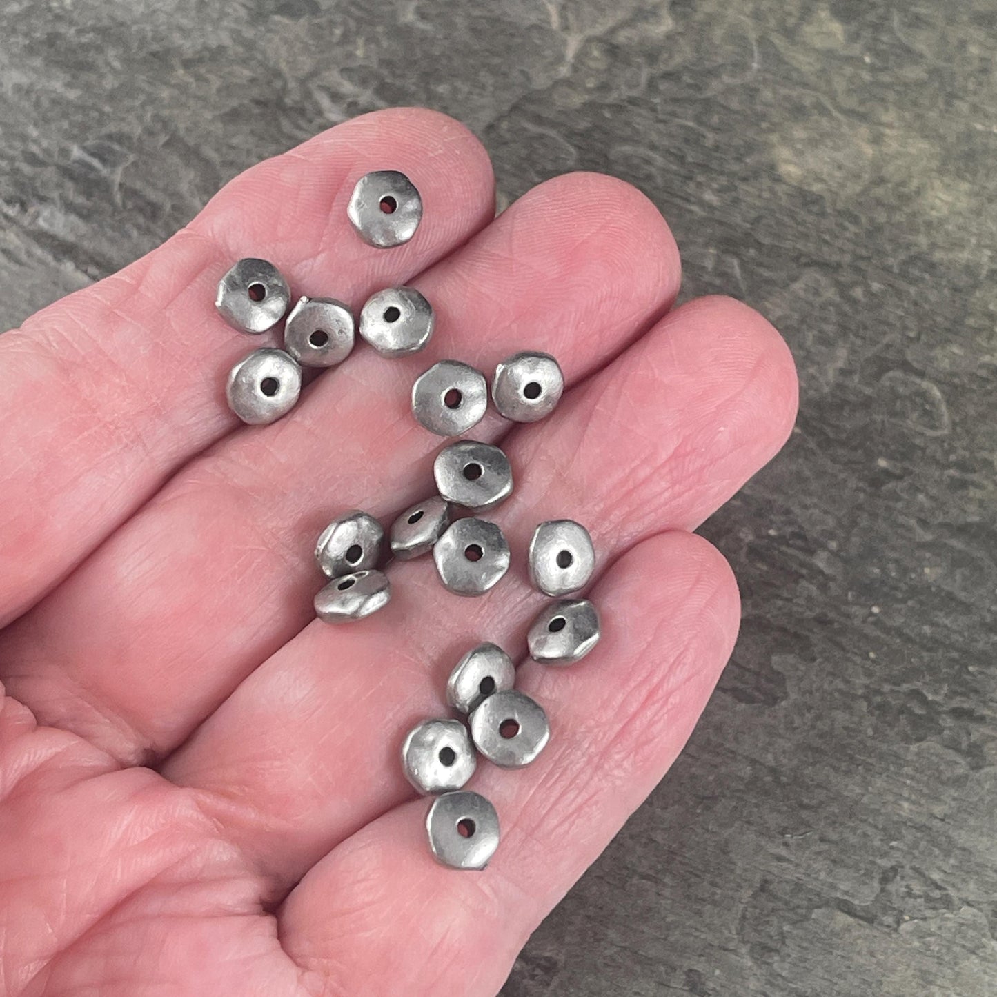 TierraCast 7mm Nugget Rondelle, Antiqued Pewter Organic Nugget Spacer Beads (PF/399-04) * Qty. 20