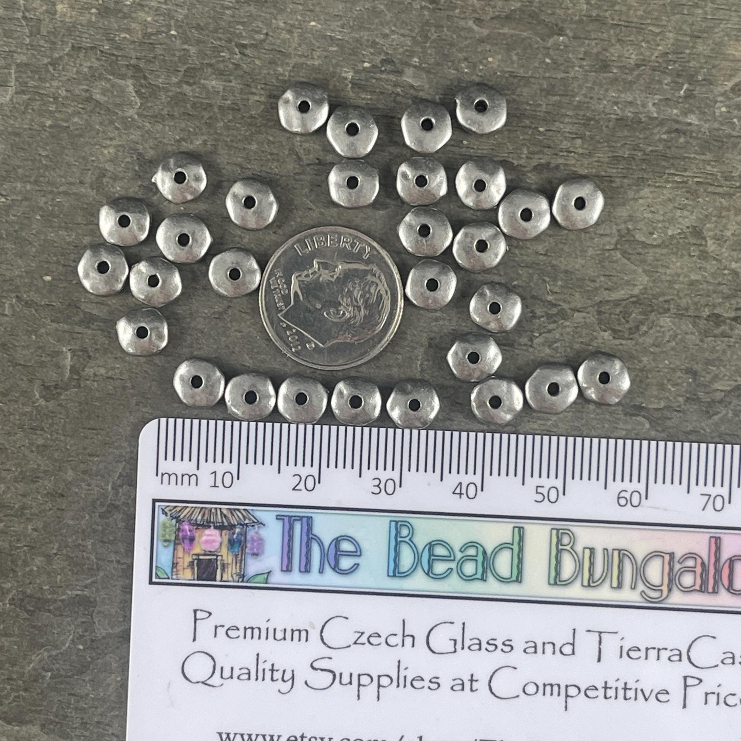 TierraCast 7mm Nugget Rondelle, Antiqued Pewter Organic Nugget Spacer Beads (PF/399-04) * Qty. 20