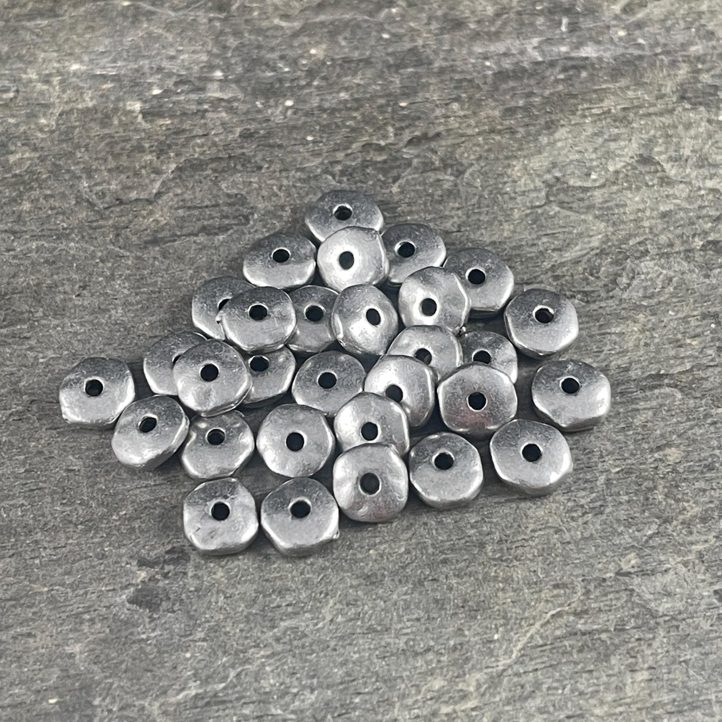 TierraCast 7mm Nugget Rondelle, Antiqued Pewter Organic Nugget Spacer Beads (PF/399-04) * Qty. 20
