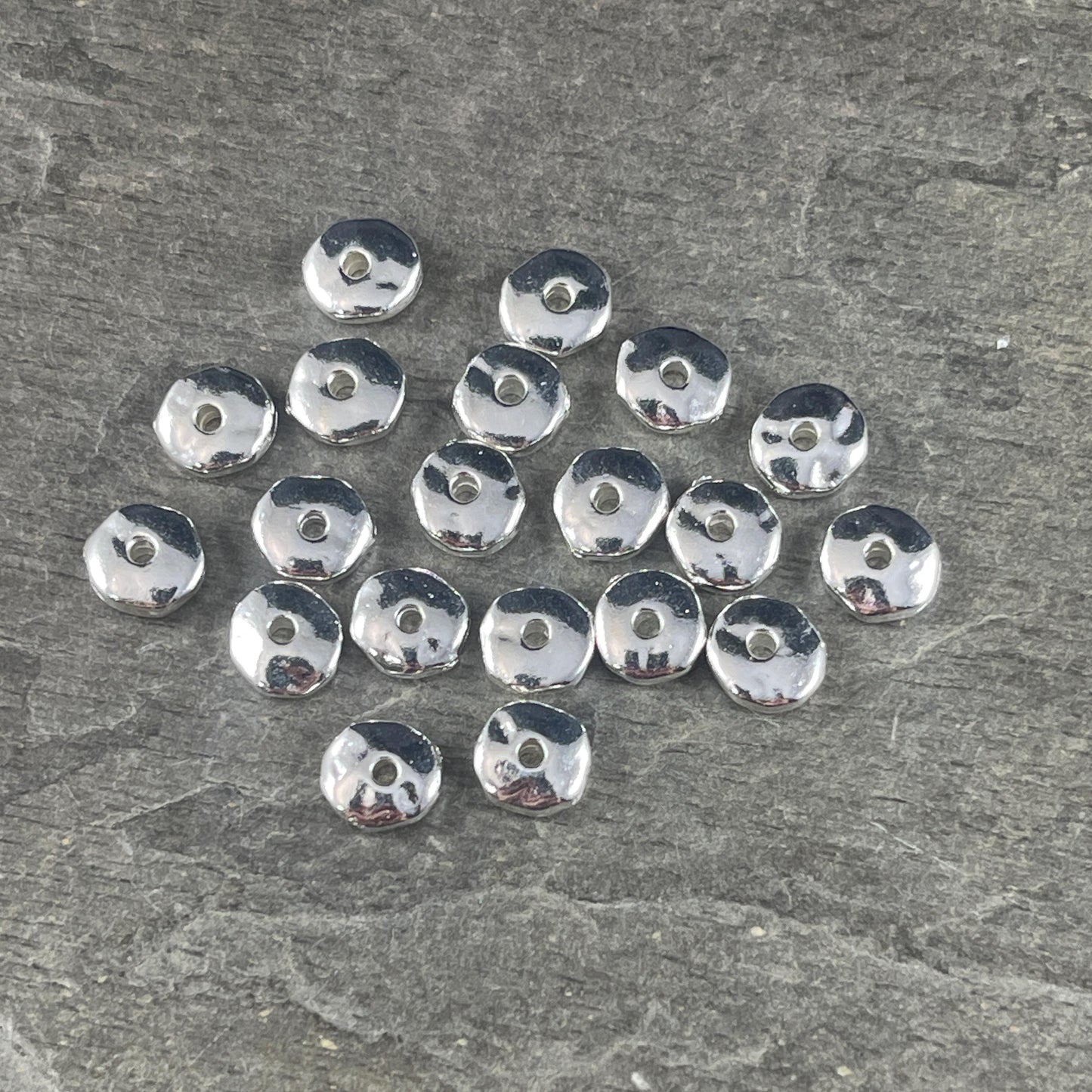 TierraCast 7mm Nugget Rondelle, Silver Plated Organic Spacer Beads, Nickel Free (PF/399-10) * Qty. 20