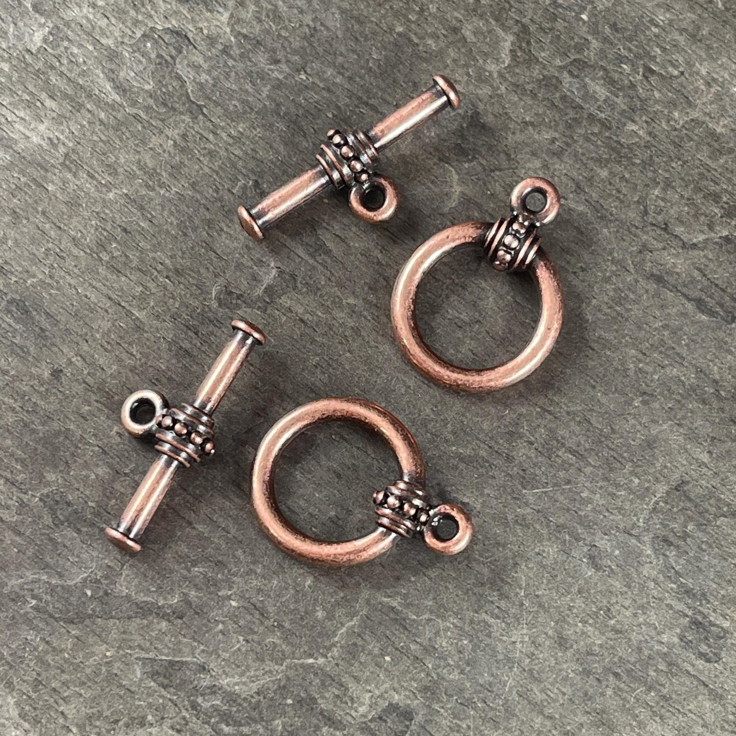 TierraCast - Large Beaded Antiqued Copper Toggle Clasp (PF/943-87) * Qty. 2
