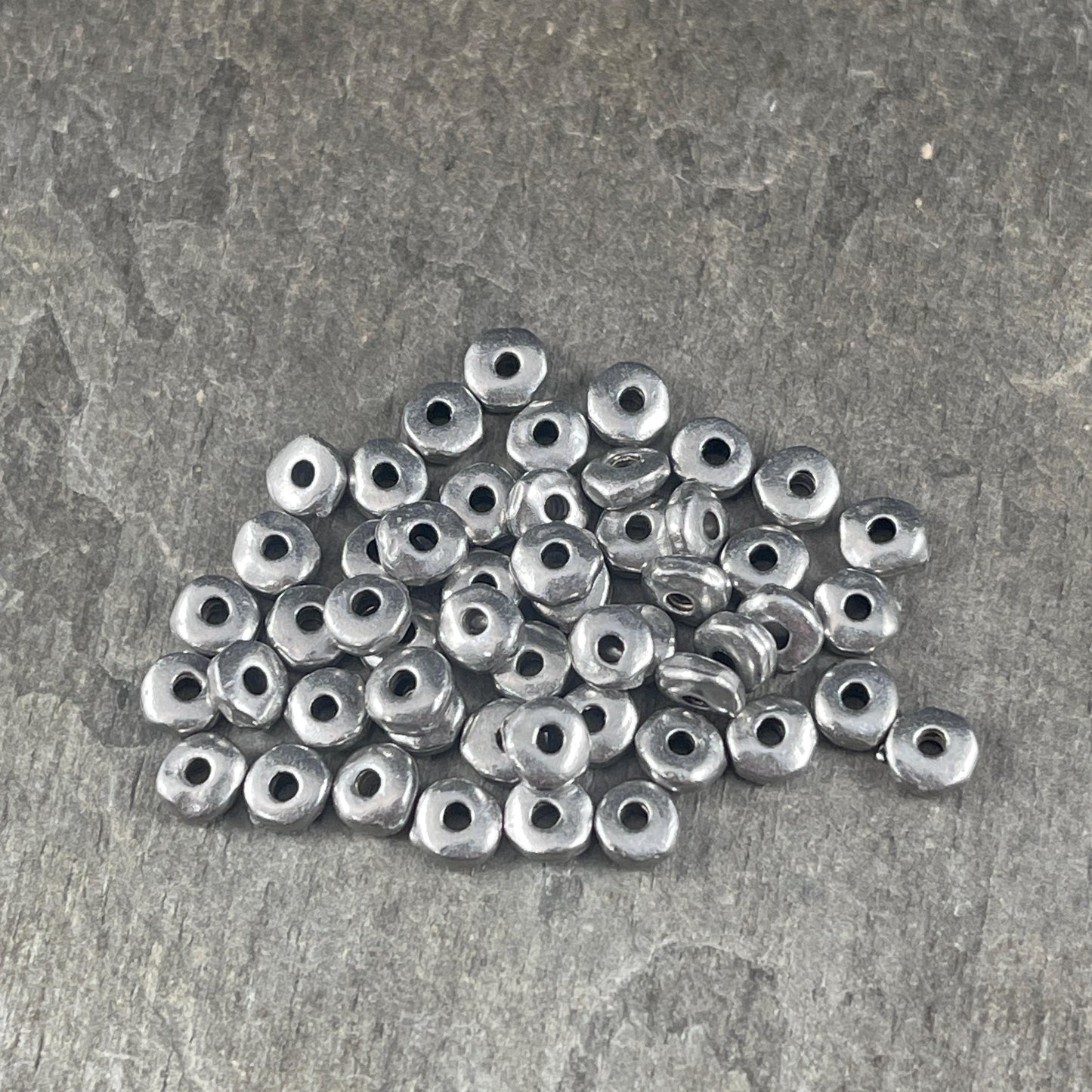 TierraCast 5mm Heishi Nugget, Organic Rondelle Spacer, Antiqued Pewter (PF/398-04) * Qty. 30