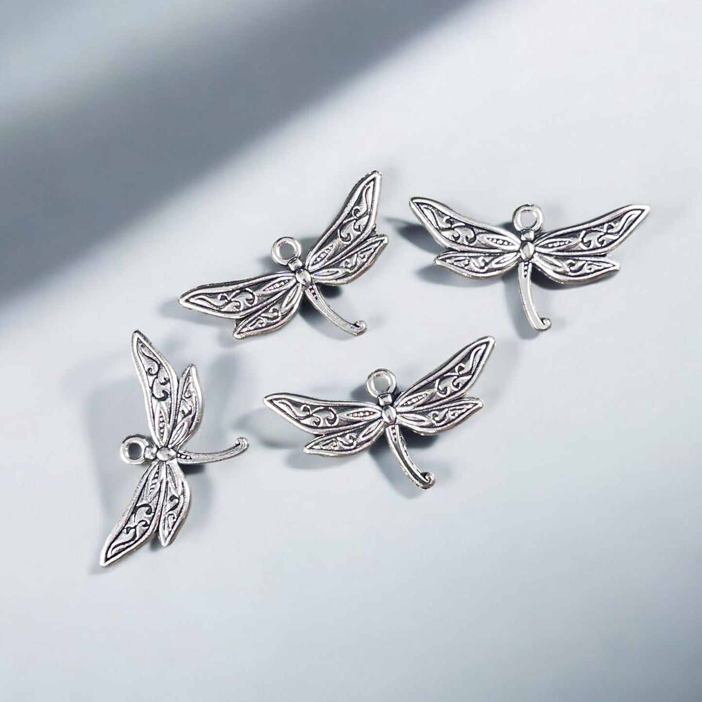 Silver Dragonfly Charm, 31.5x17mm Dragonfly Pendant, Antiqued Silver Charms (S323-027AS) * Qty. 20