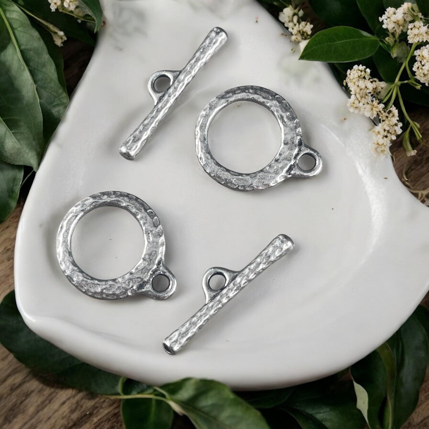 TierraCast Craftsman Clasp, 17mm Textured Antiqued Pewter Toggle Clasp (PF/971-04) * Qty. 2