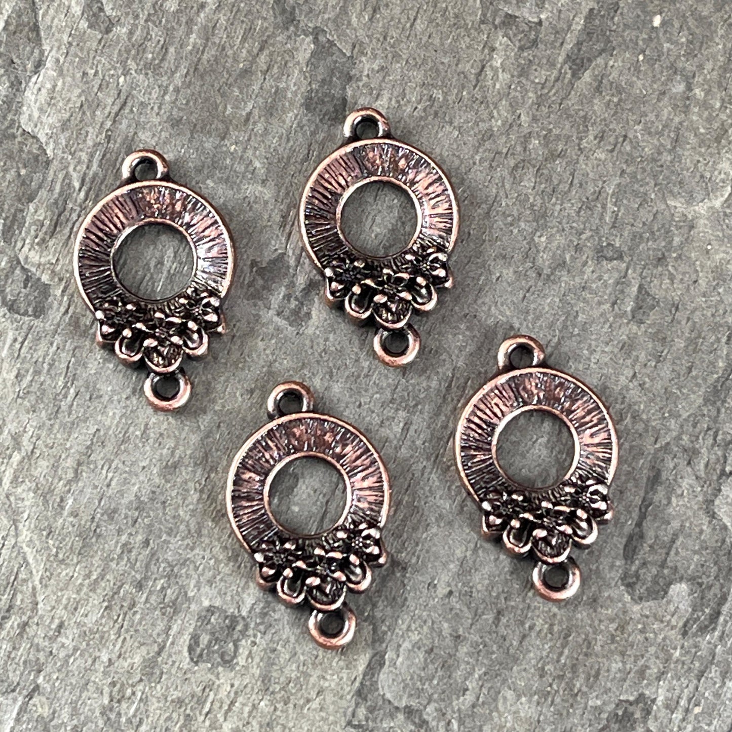 TierraCast Blossom Link Connector, Antiqued Copper Floral Theme Link, New Collection (PF/1051-87) * Qty. 4