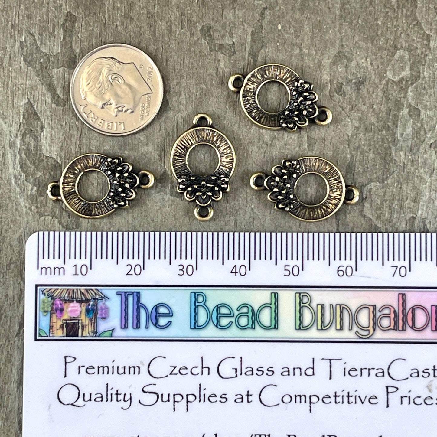 TierraCast Blossom Link Connector, Antiqued Brass Floral Theme Link, New Collection (PF/1051-57) * Qty. 4