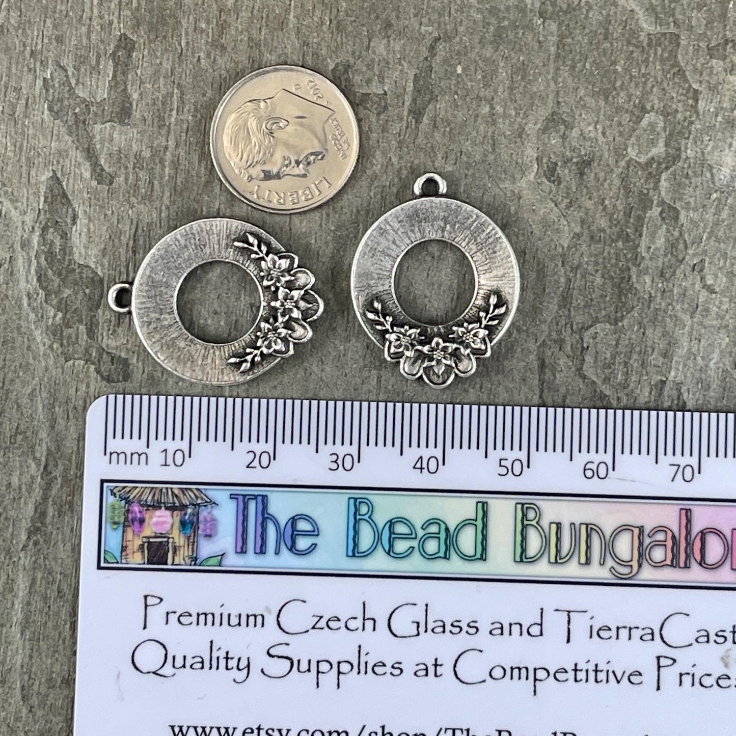 TierraCast Blossom Pendant, 20x25.5mm Antiqued Silver Floral Theme Charm, New Collection (PF/1043-77) * Qty. 2