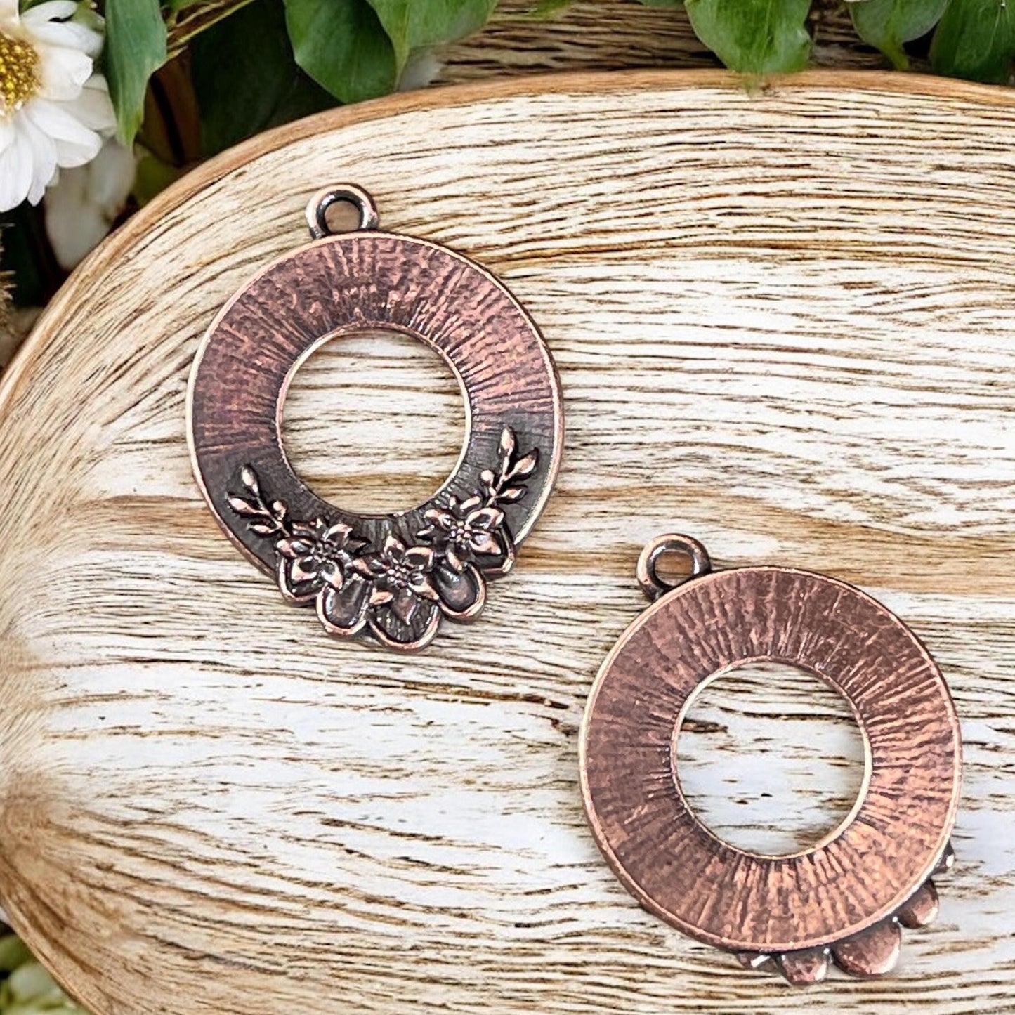 TierraCast Blossom Pendant, 20x25.5mm Antiqued Copper Floral Theme Charm, New Collection (PF/1043-87) * Qty. 2