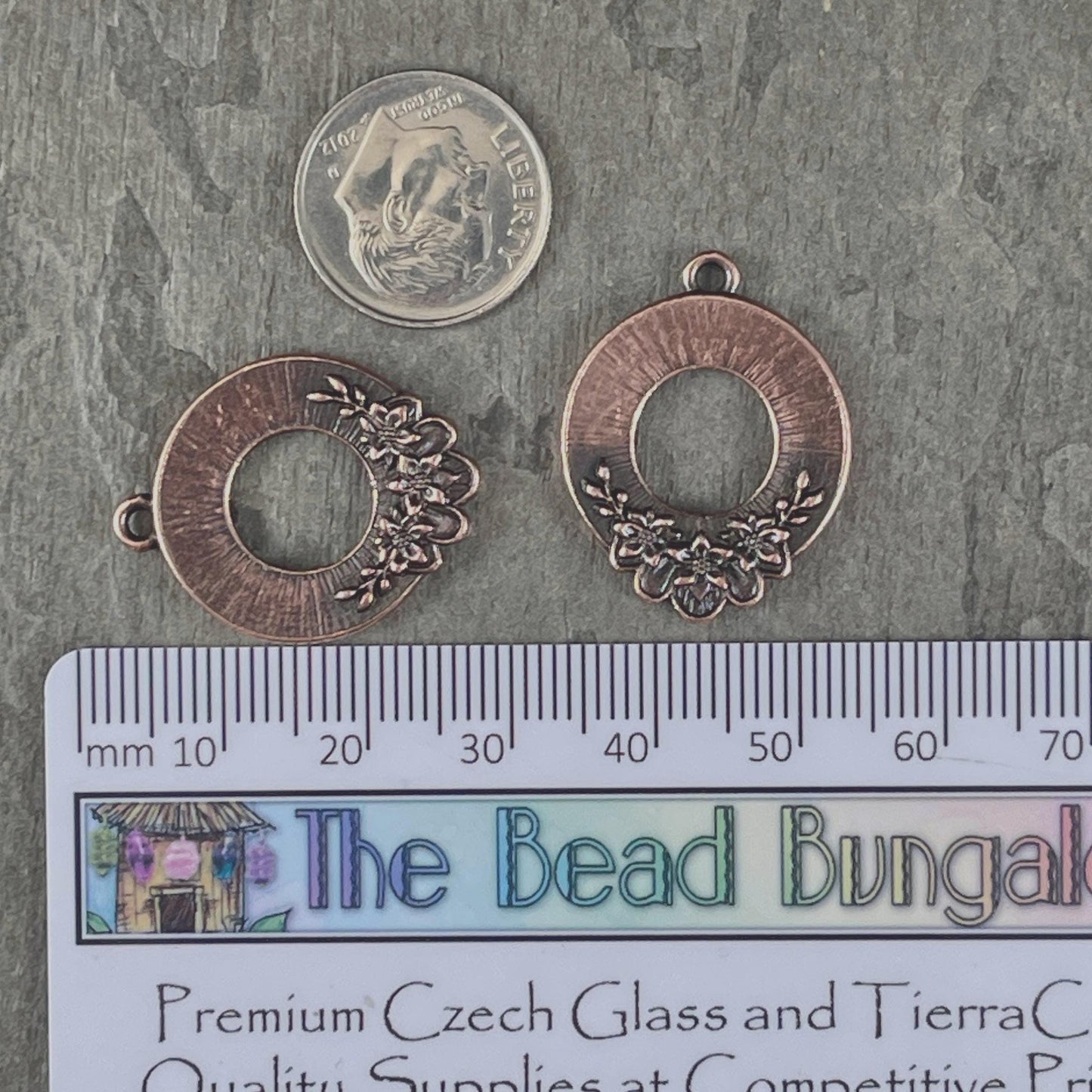TierraCast Blossom Pendant, 20x25.5mm Antiqued Copper Floral Theme Charm, New Collection (PF/1043-87) * Qty. 2