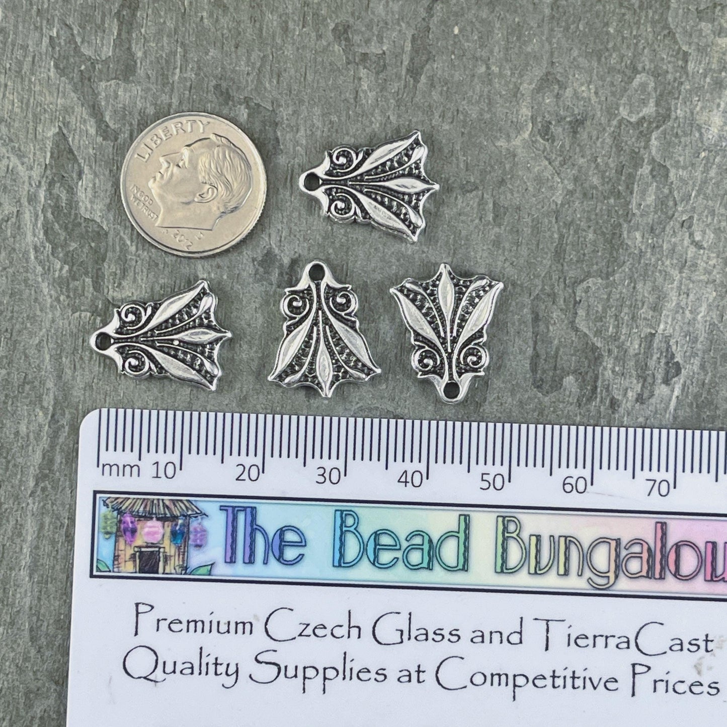 TierraCast Large Vignette Charm, 17.25x14mm Antiqued Silver Decorative Charm, New Blossom Collection (PF/1045-77) * Qty. 4