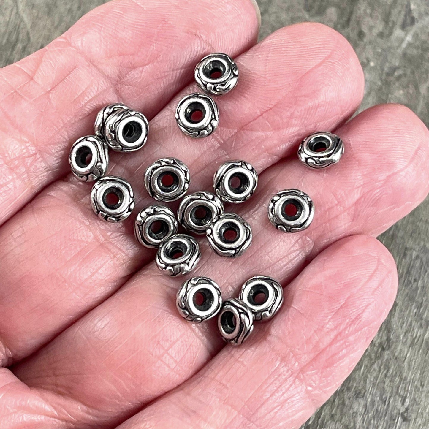 TierraCast Spacer Beads, 6mm Woodland Bead, Antiqued Pewter Rondelle Beads (PF/818-04) * Qty. 10