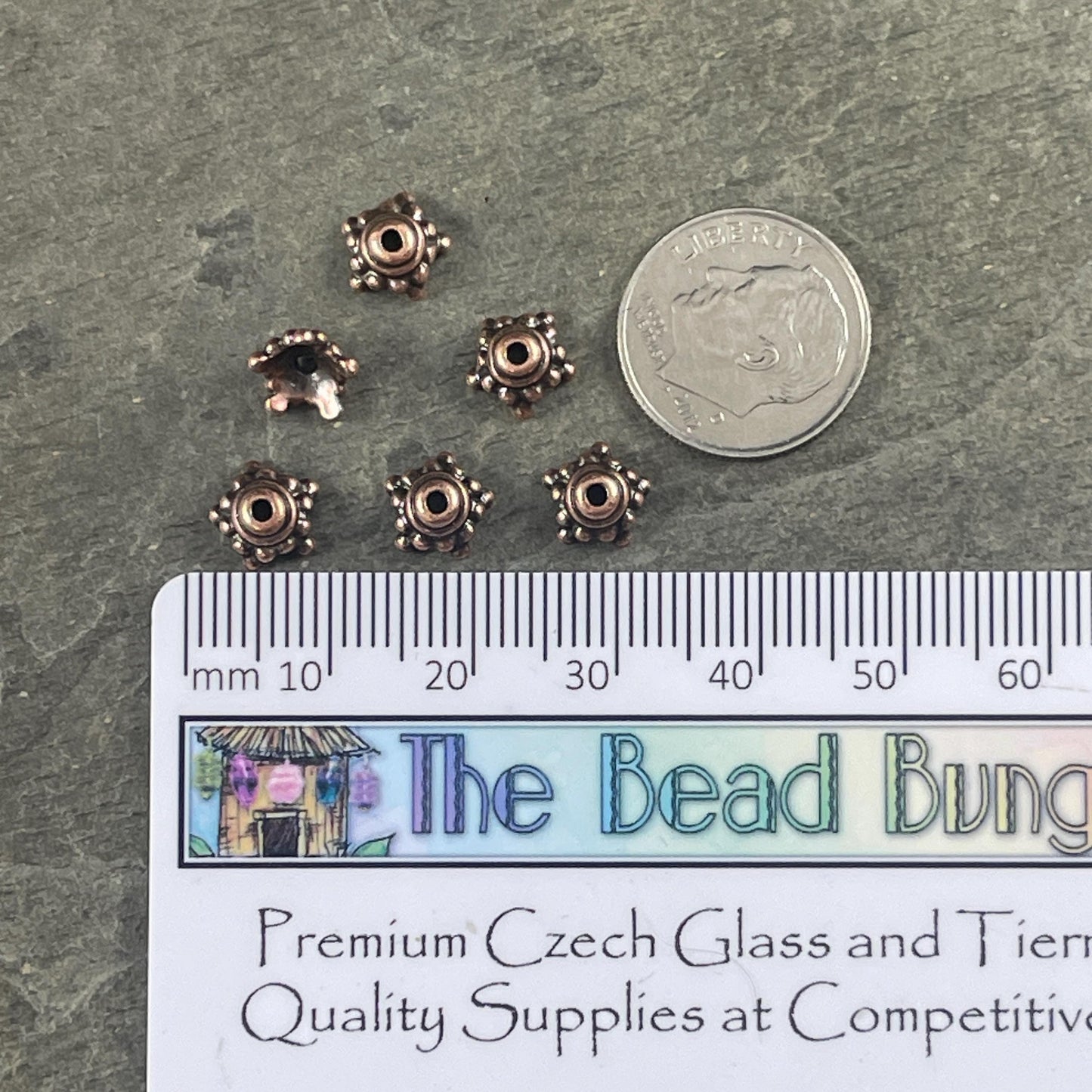 TierraCast Bead Caps - Antiqued Copper Beaded 7.75mm Star Bead Cap (PF/767-87) * Qty. 10