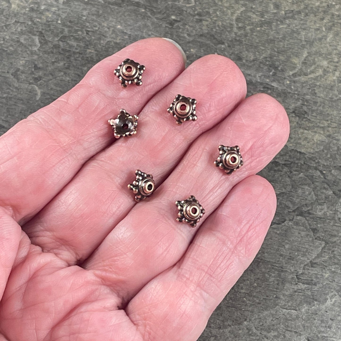 TierraCast Bead Caps - Antiqued Copper Beaded 7.75mm Star Bead Cap (PF/767-87) * Qty. 10
