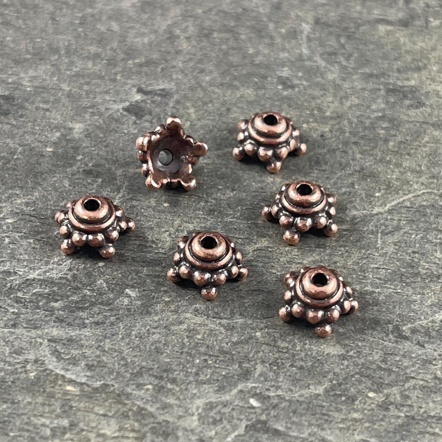 TierraCast Bead Caps - Antiqued Copper Beaded 7.75mm Star Bead Cap (PF/767-87) * Qty. 10
