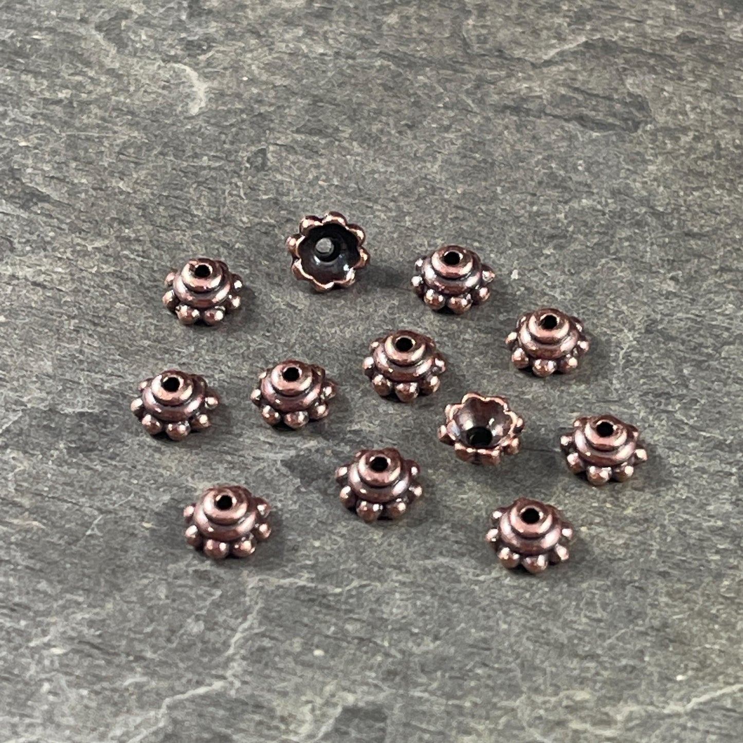 TierraCast Antiqued Copper Bead Caps, 5.25mm Copper Plated Bead Caps (PF/776-87) * Qty. 20