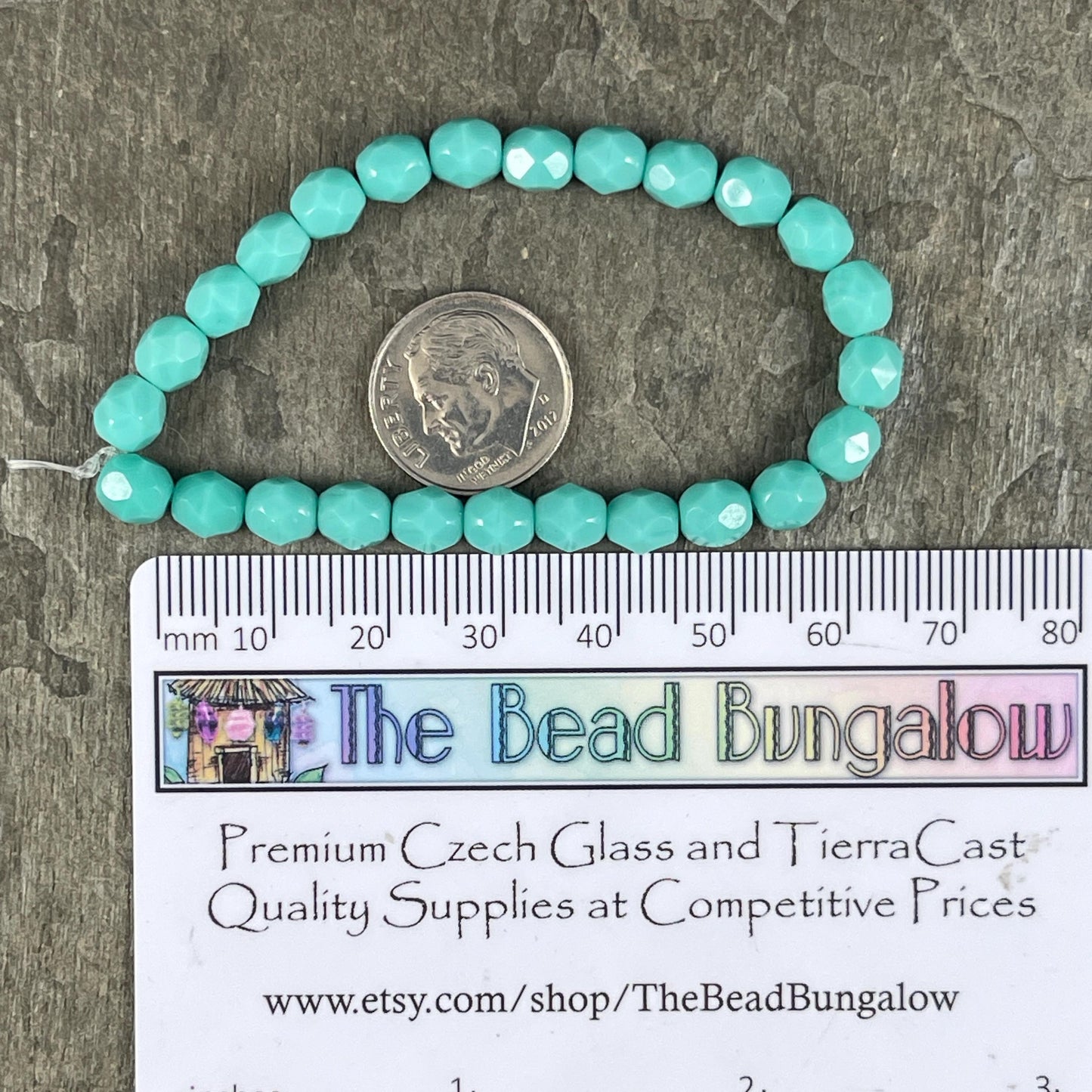 Czech Glass Beads - 6mm Tea Green, Light Turquoise Faceted Round Glass Beads (FP6/N-077) * Qty. 25