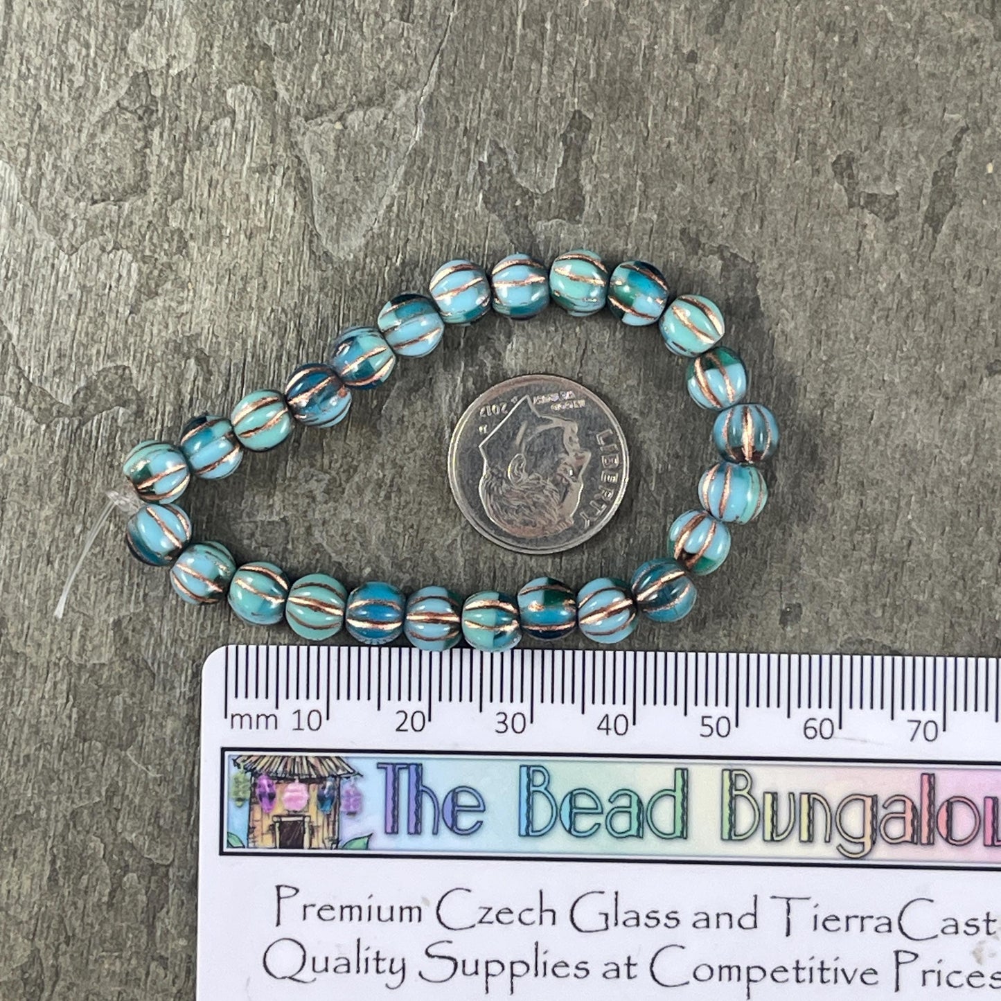 Czech Glass Beads - 6mm Blue Large Hole Melon Beads (BH6/N-066) * Qty. 25