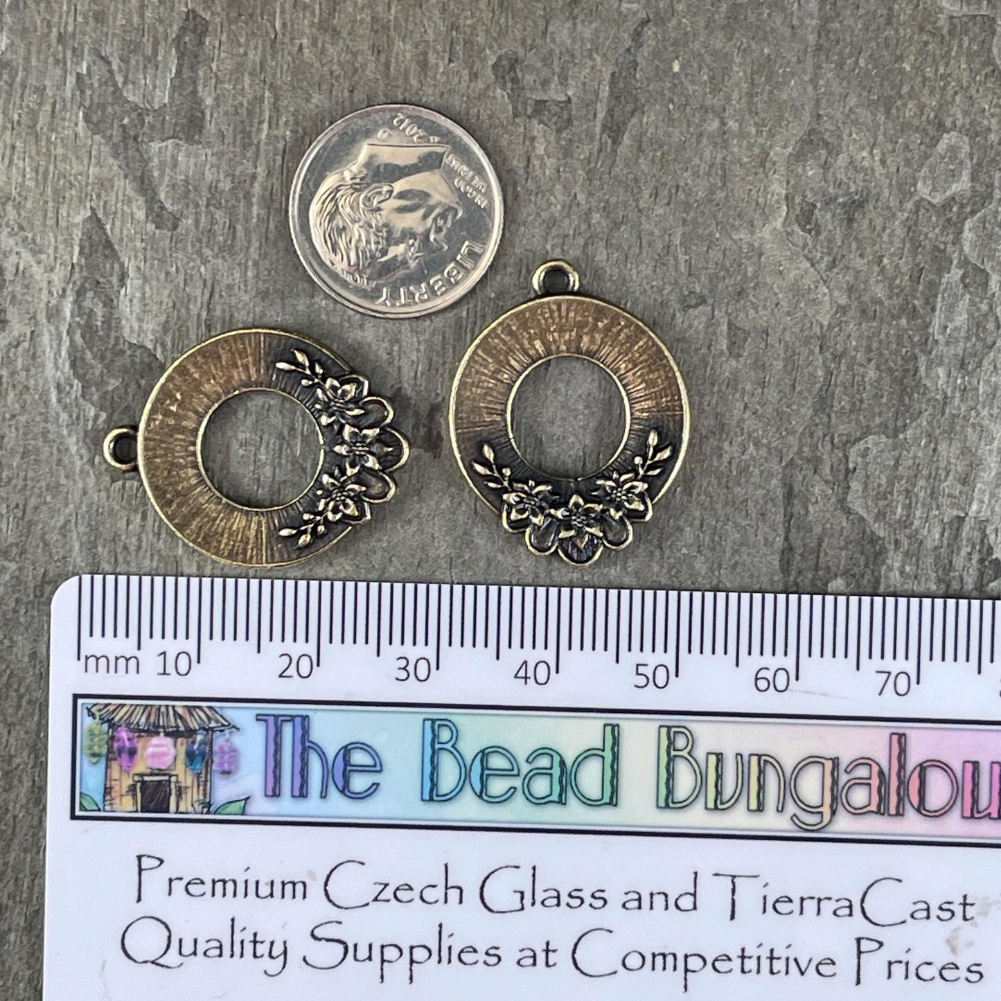 TierraCast Blossom Pendant, 20x25.5mm Antiqued Brass Floral Theme Charm, New Collection (PF/1043-57) * Qty. 2