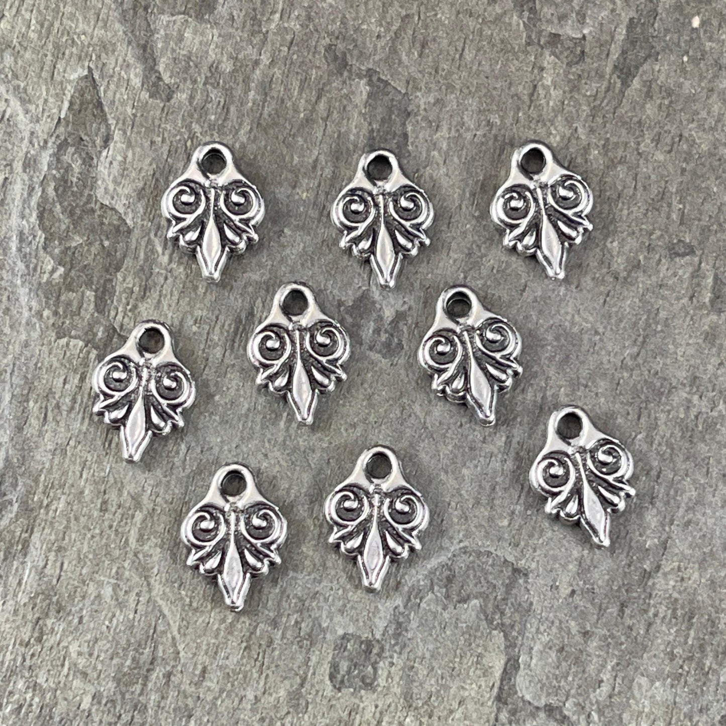 TierraCast Small Vignette Charm, 11.7x8.4mm Antiqued Silver Decorative Charm, New Blossom Collection (PF/1044-77) * Qty. 6