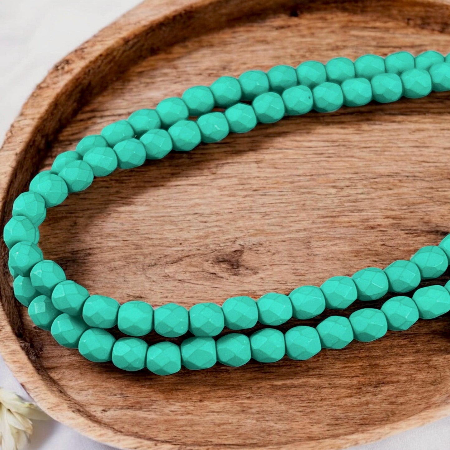 Czech Beads 4mm Czech Glass Fire Polished Beads 4mm Faceted Round Beads - Matte Neon Emerald Green (FP4/SM-25128) - Qty 50